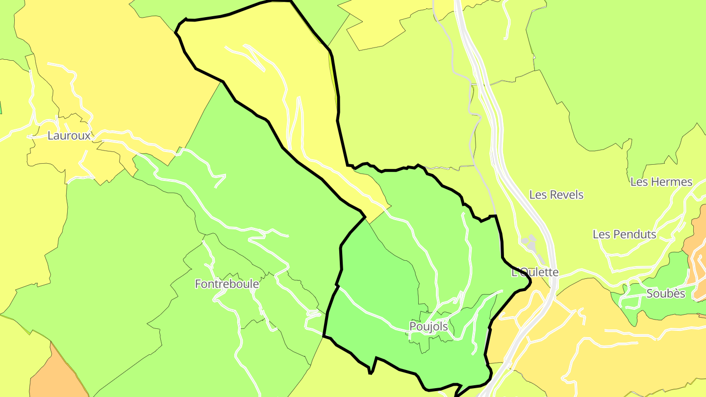 Carte des prix de l'immobilier Poujols