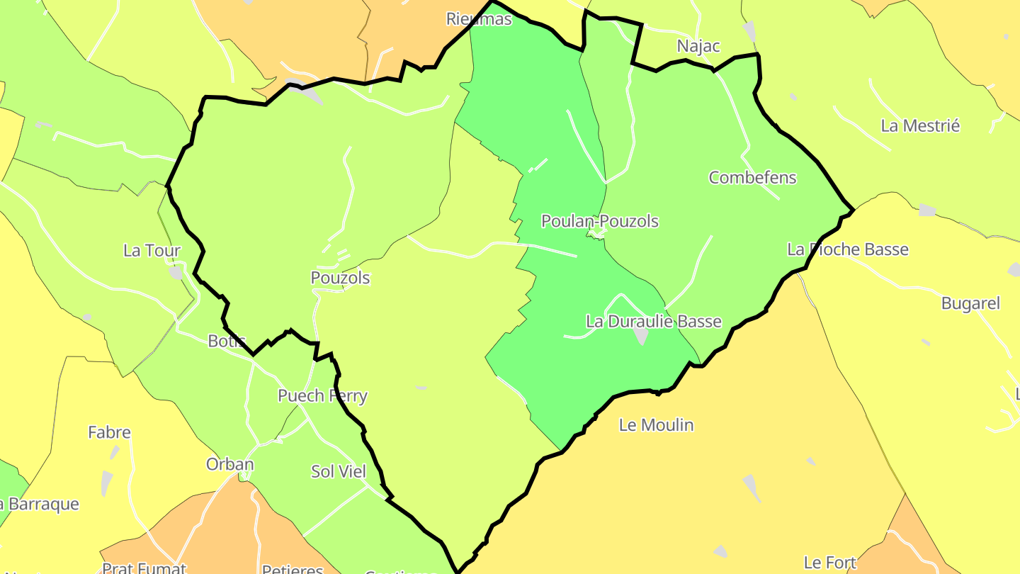 Carte des prix de l'immobilier Poulan-Pouzols