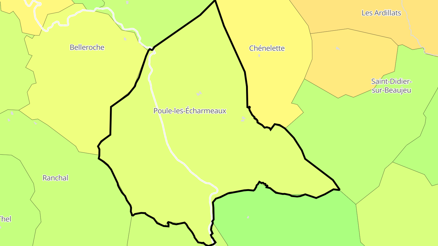 Carte des prix de l'immobilier Poule-les-Écharmeaux