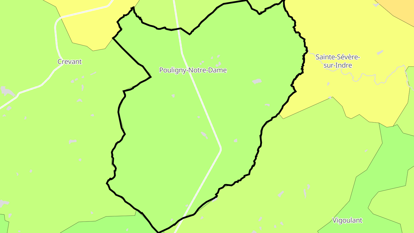 Carte des prix de l'immobilier Pouligny-Notre-Dame