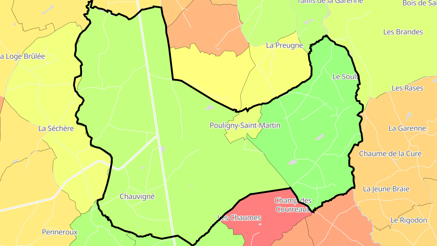 Carte des prix de l'immobilier Pouligny-Saint-Martin
