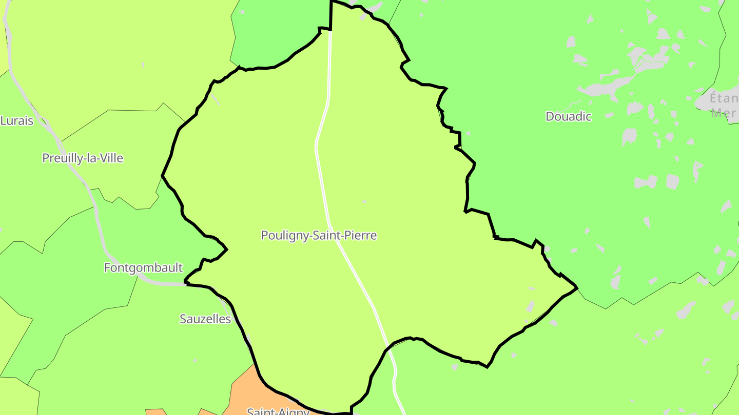 Carte des prix de l'immobilier Pouligny-Saint-Pierre