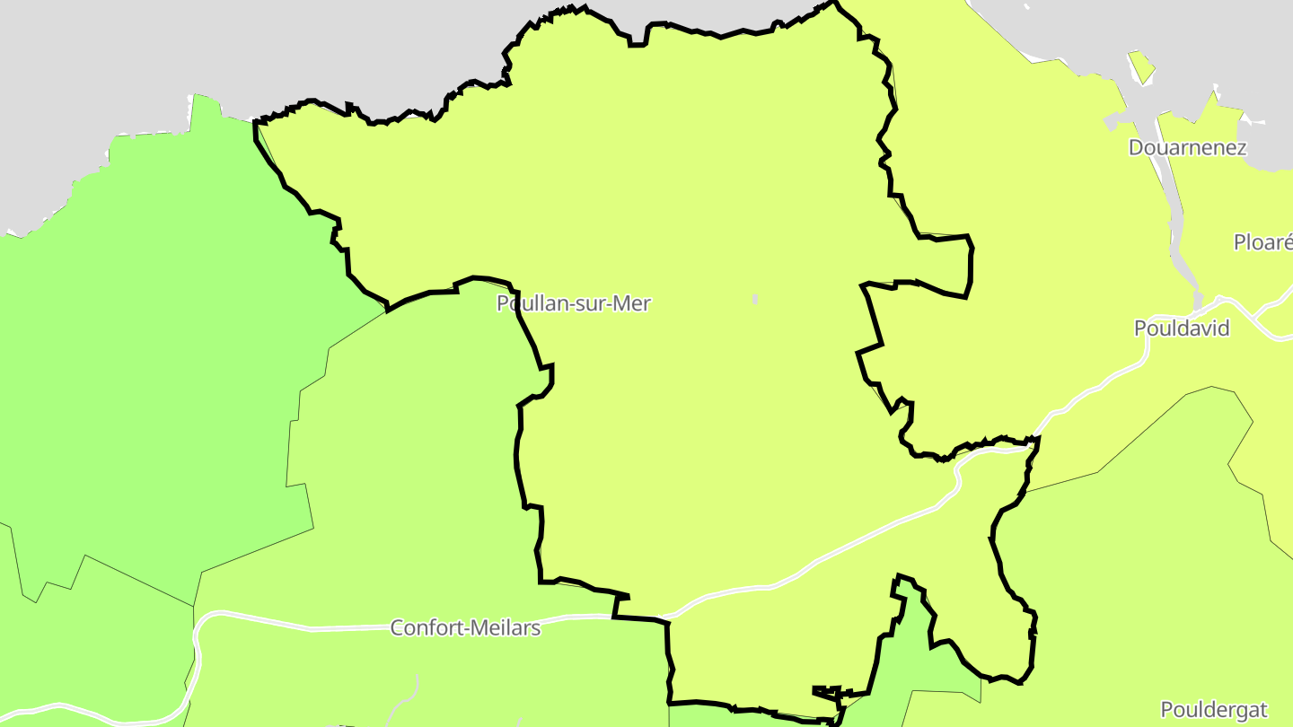 Carte des prix de l'immobilier Poullan-sur-Mer