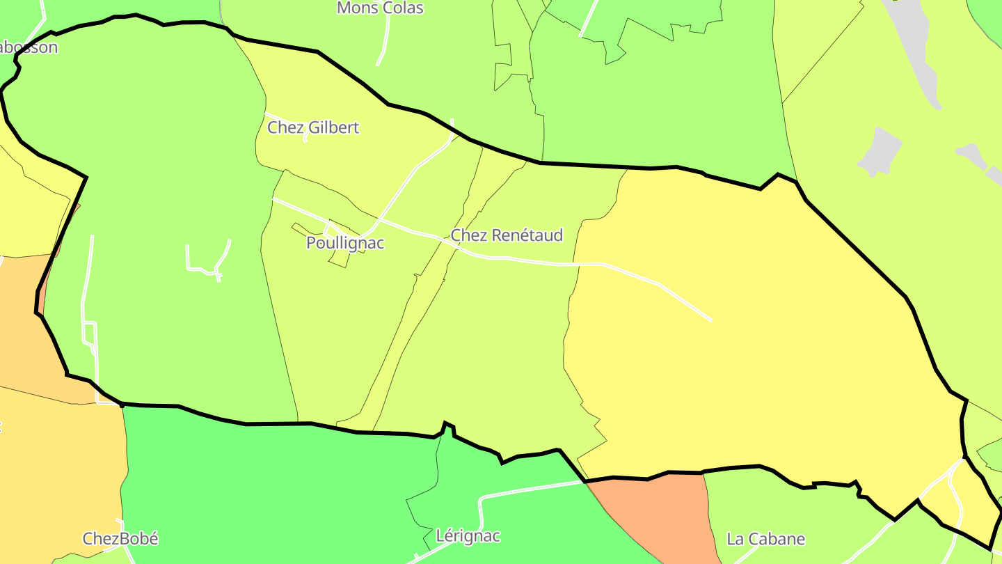 Carte des prix de l'immobilier Poullignac