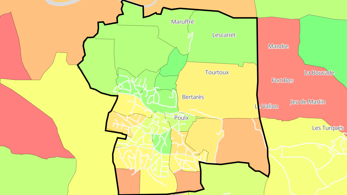 Carte des prix de l'immobilier Poulx