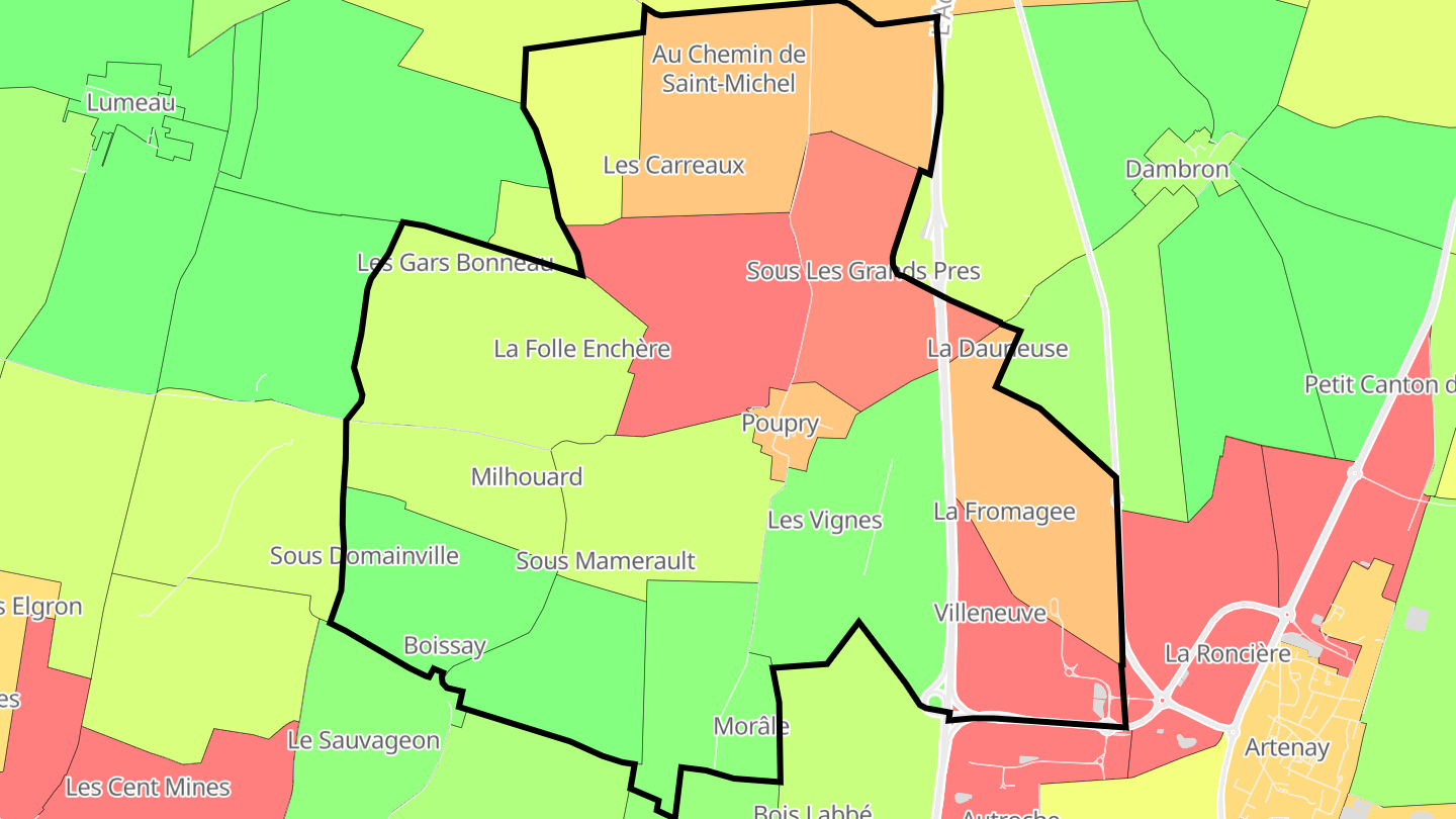 Carte des prix de l'immobilier Poupry