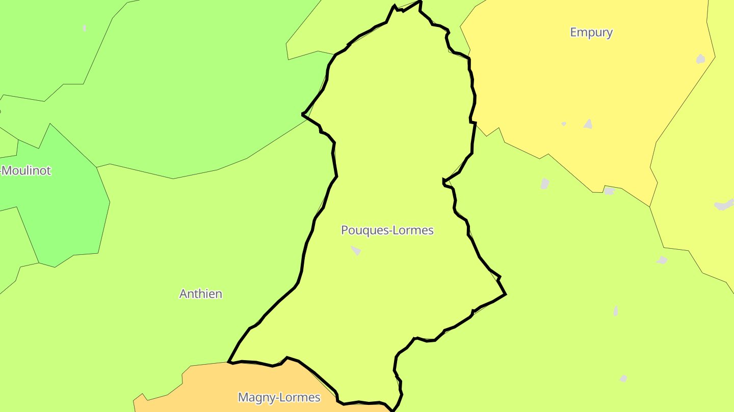 Carte des prix de l'immobilier Pouques-Lormes