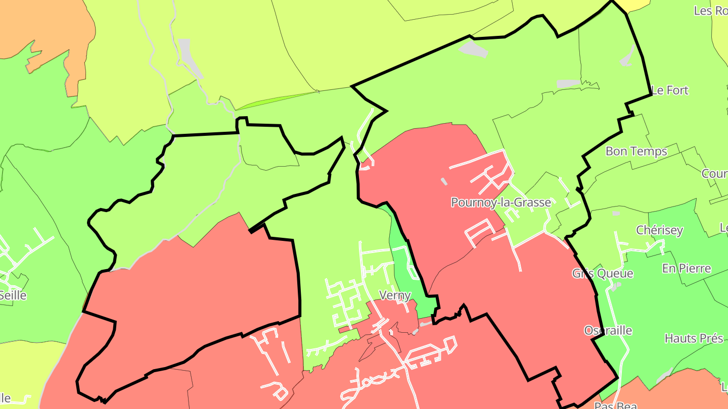 Carte des prix de l'immobilier Pournoy-la-Grasse