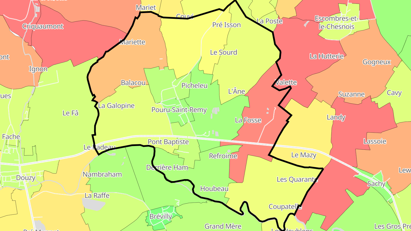 Carte des prix de l'immobilier Pouru-Saint-Remy