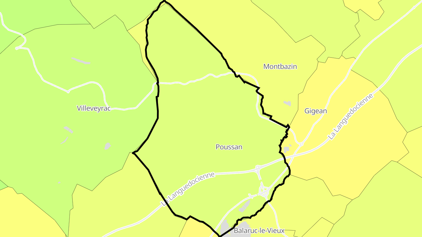 Carte des prix de l'immobilier Poussan