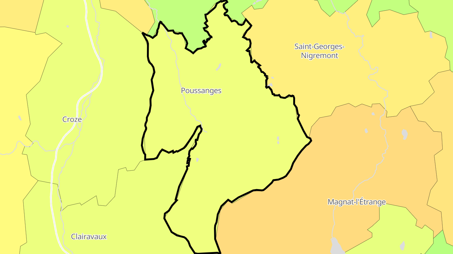Carte des prix de l'immobilier Poussanges