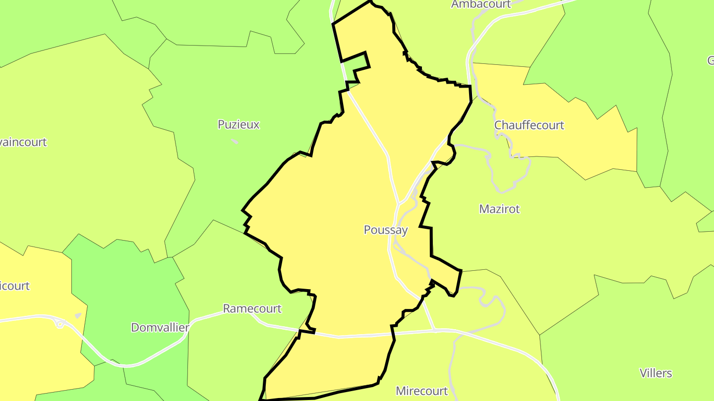 Carte des prix de l'immobilier Poussay