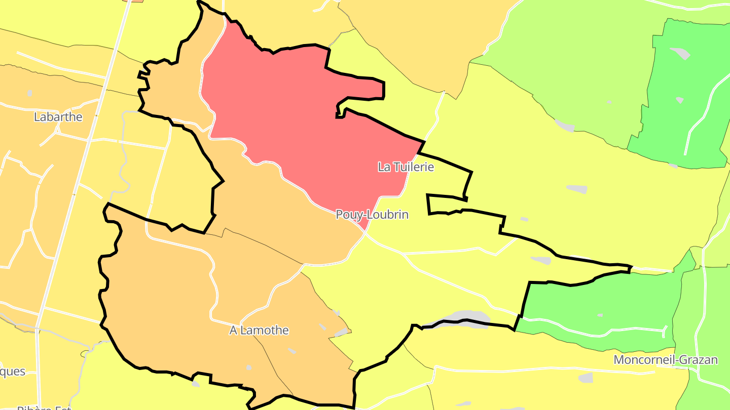Carte des prix de l'immobilier Pouy-Loubrin