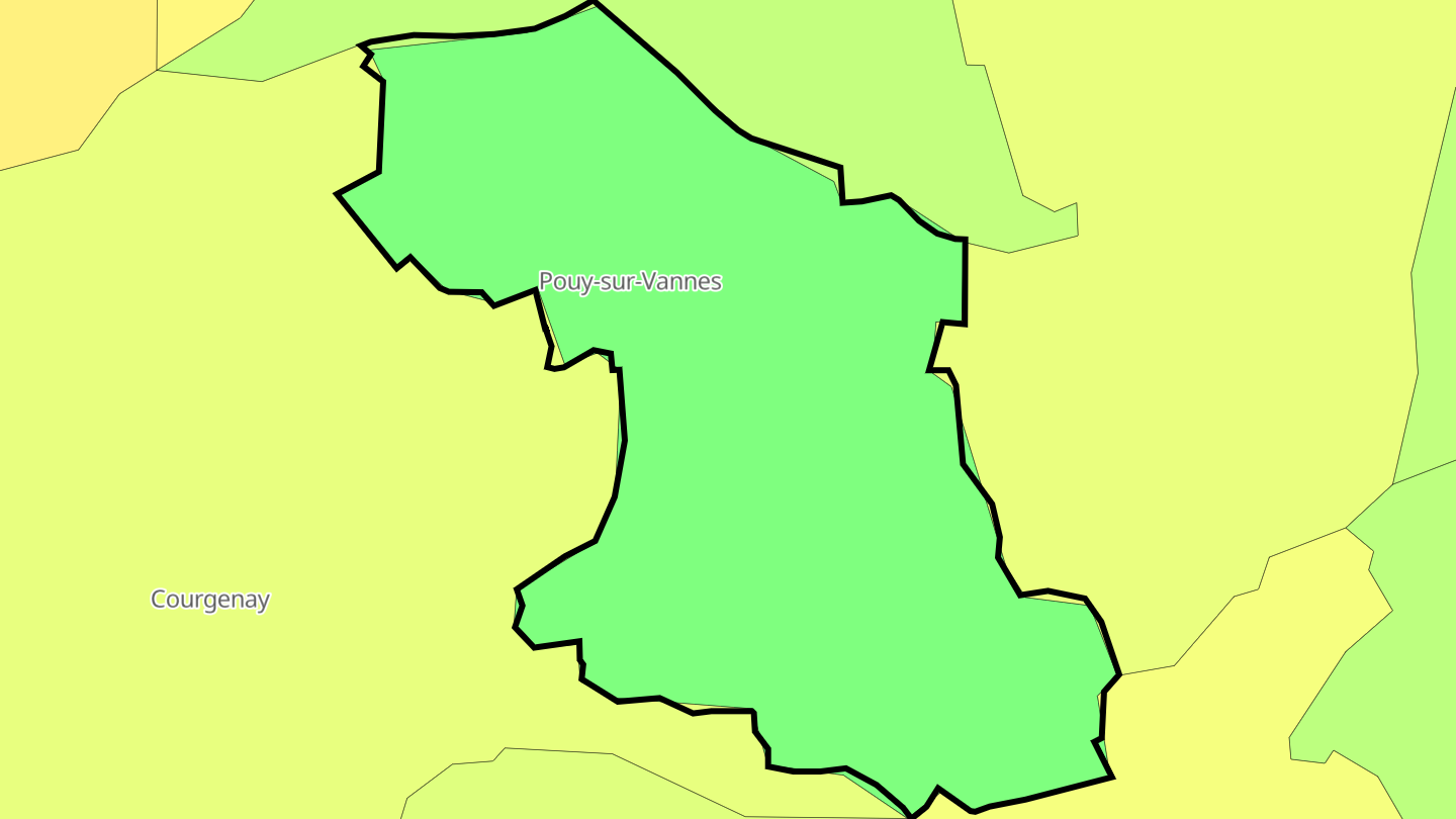 Carte des prix de l'immobilier Pouy-sur-Vannes