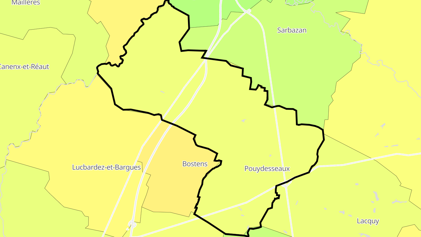 Carte des prix de l'immobilier Pouydesseaux