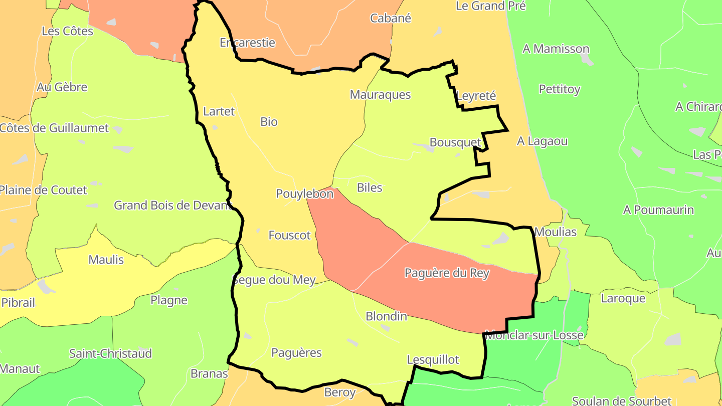 Carte des prix de l'immobilier Pouylebon