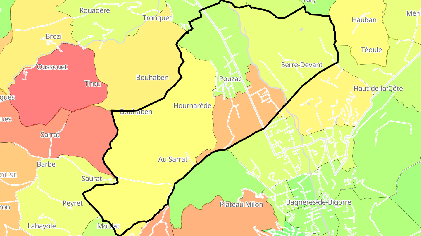 Carte des prix de l'immobilier Pouzac