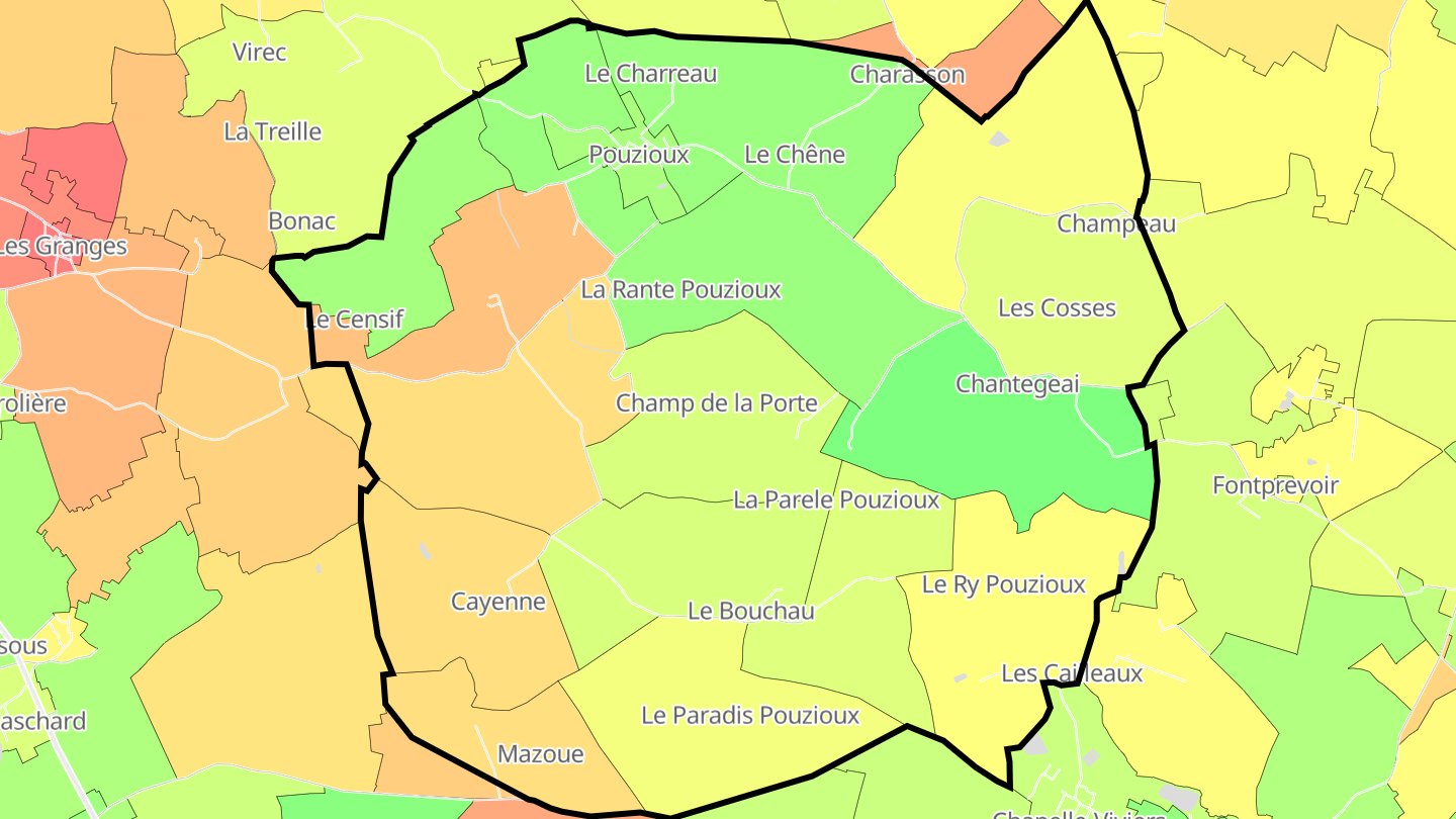 Carte des prix de l'immobilier Pouzioux