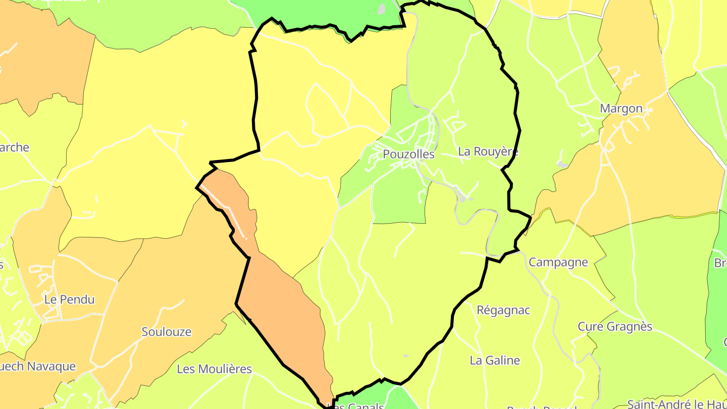 Carte des prix de l'immobilier Pouzolles