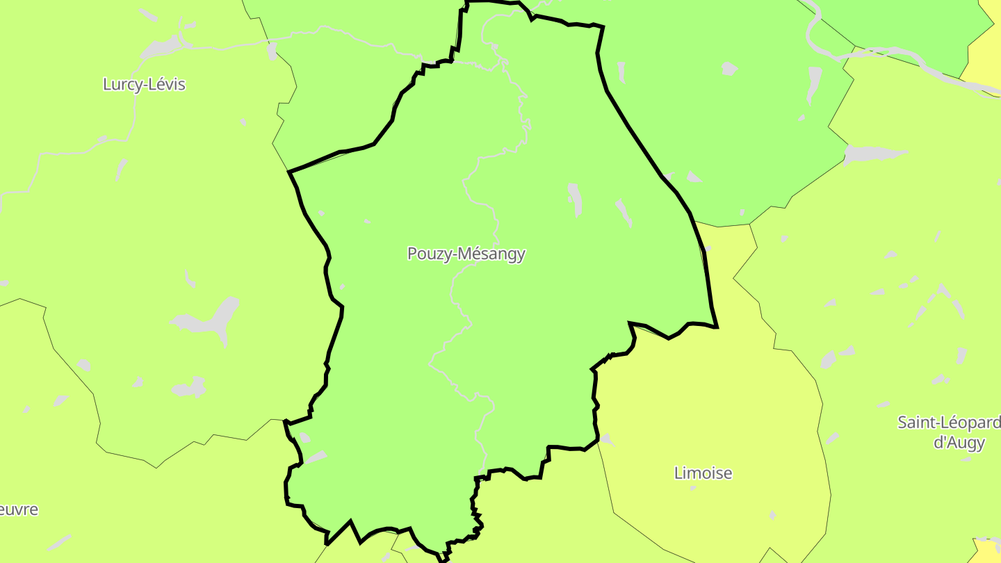 Carte des prix de l'immobilier Pouzy-Mésangy