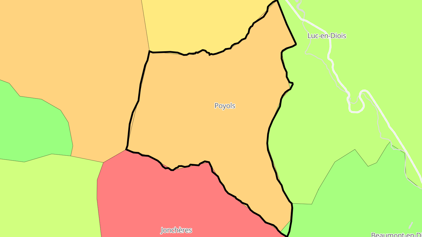 Carte des prix de l'immobilier Poyols