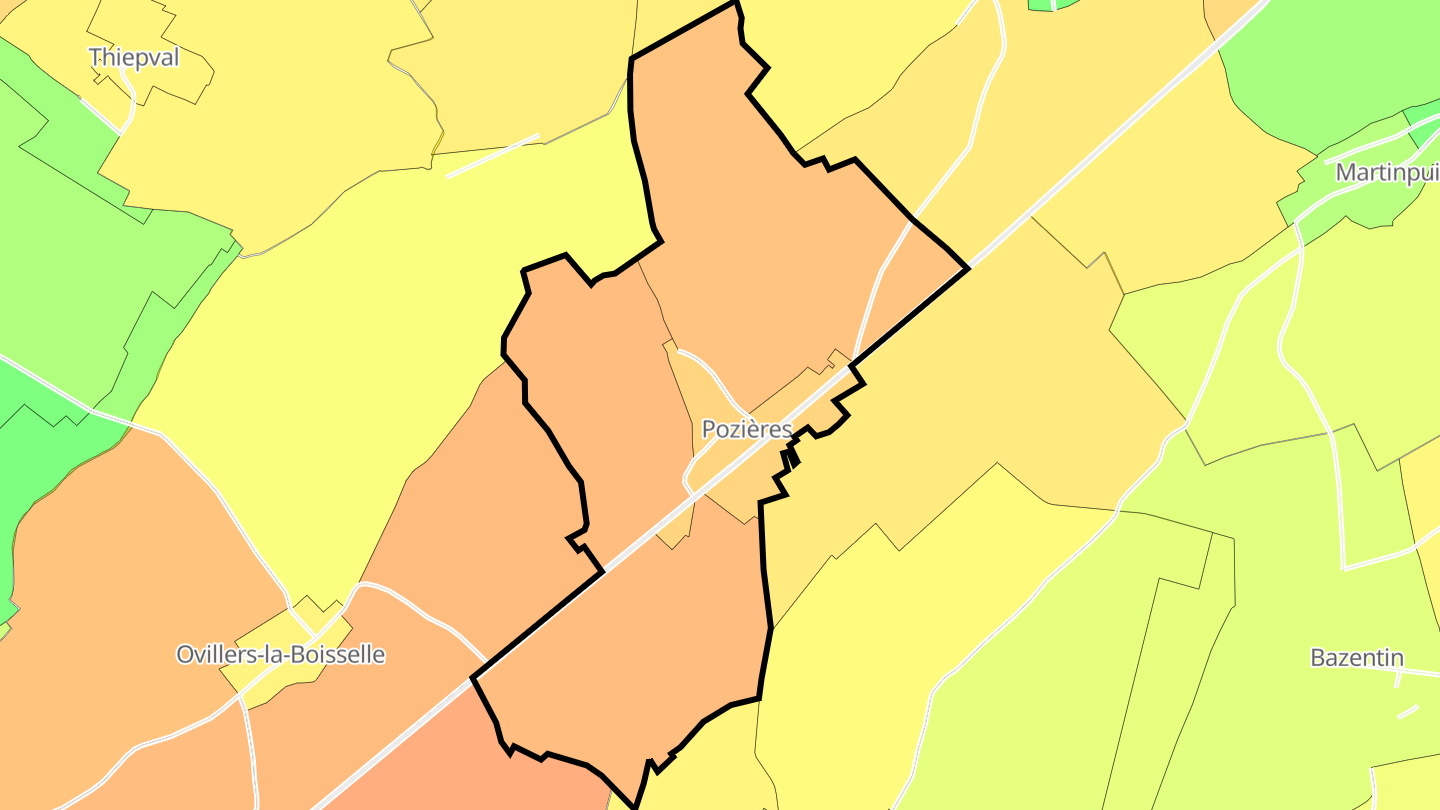 Carte des prix de l'immobilier Pozières