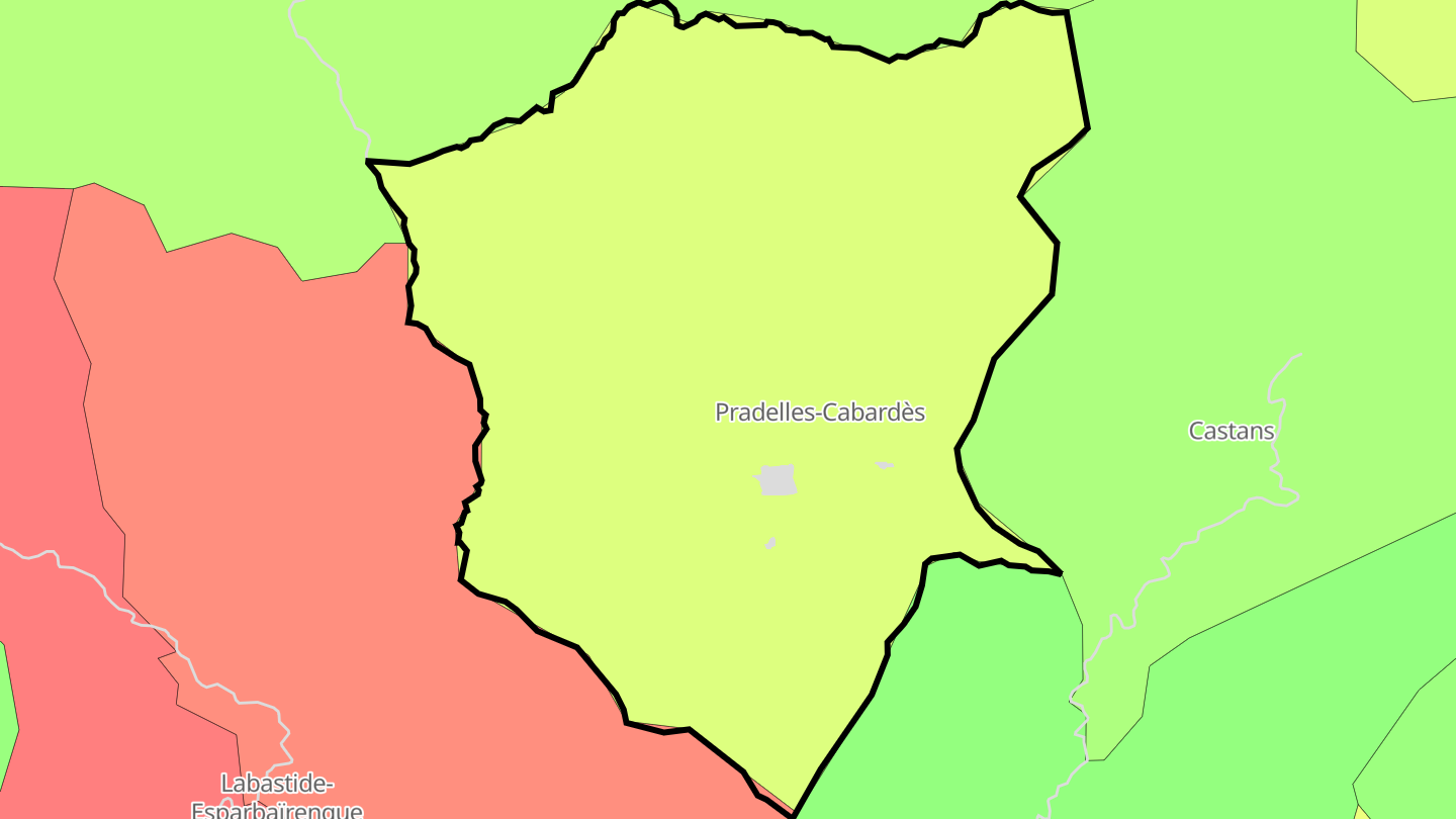 Carte des prix de l'immobilier Pradelles-Cabardès