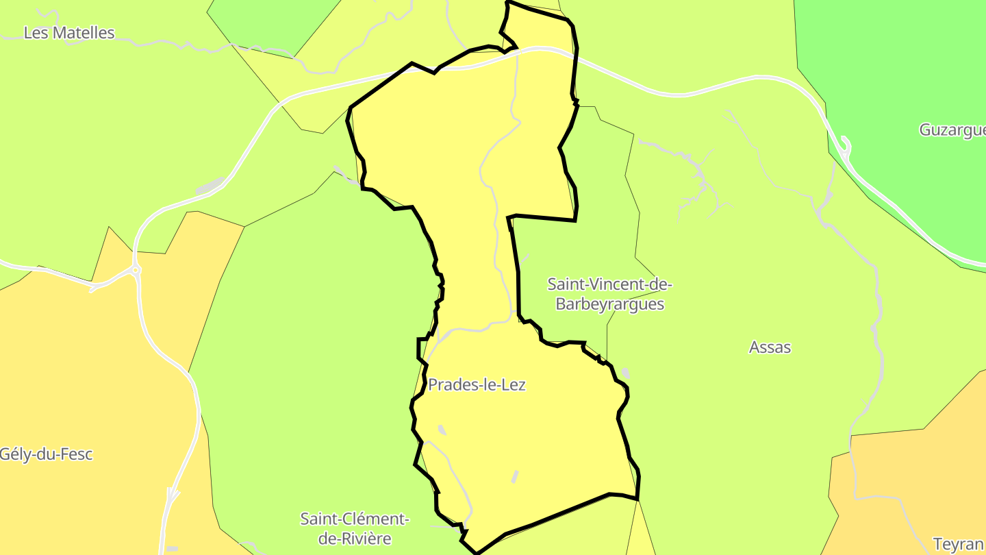Carte des prix de l'immobilier Prades-le-Lez