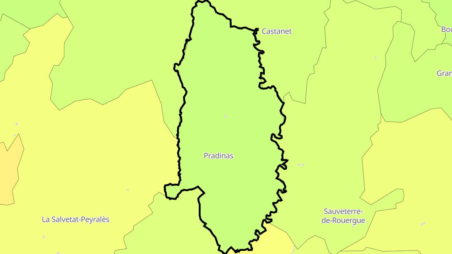 Carte des prix de l'immobilier Pradinas