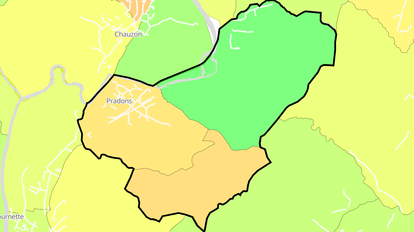 Carte des prix de l'immobilier Pradons
