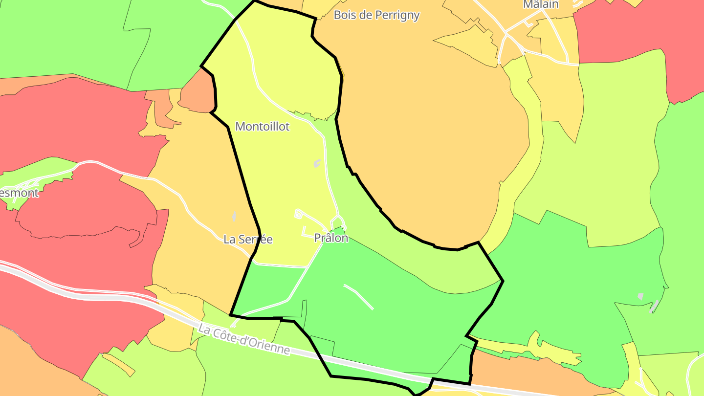 Carte des prix de l'immobilier Prâlon