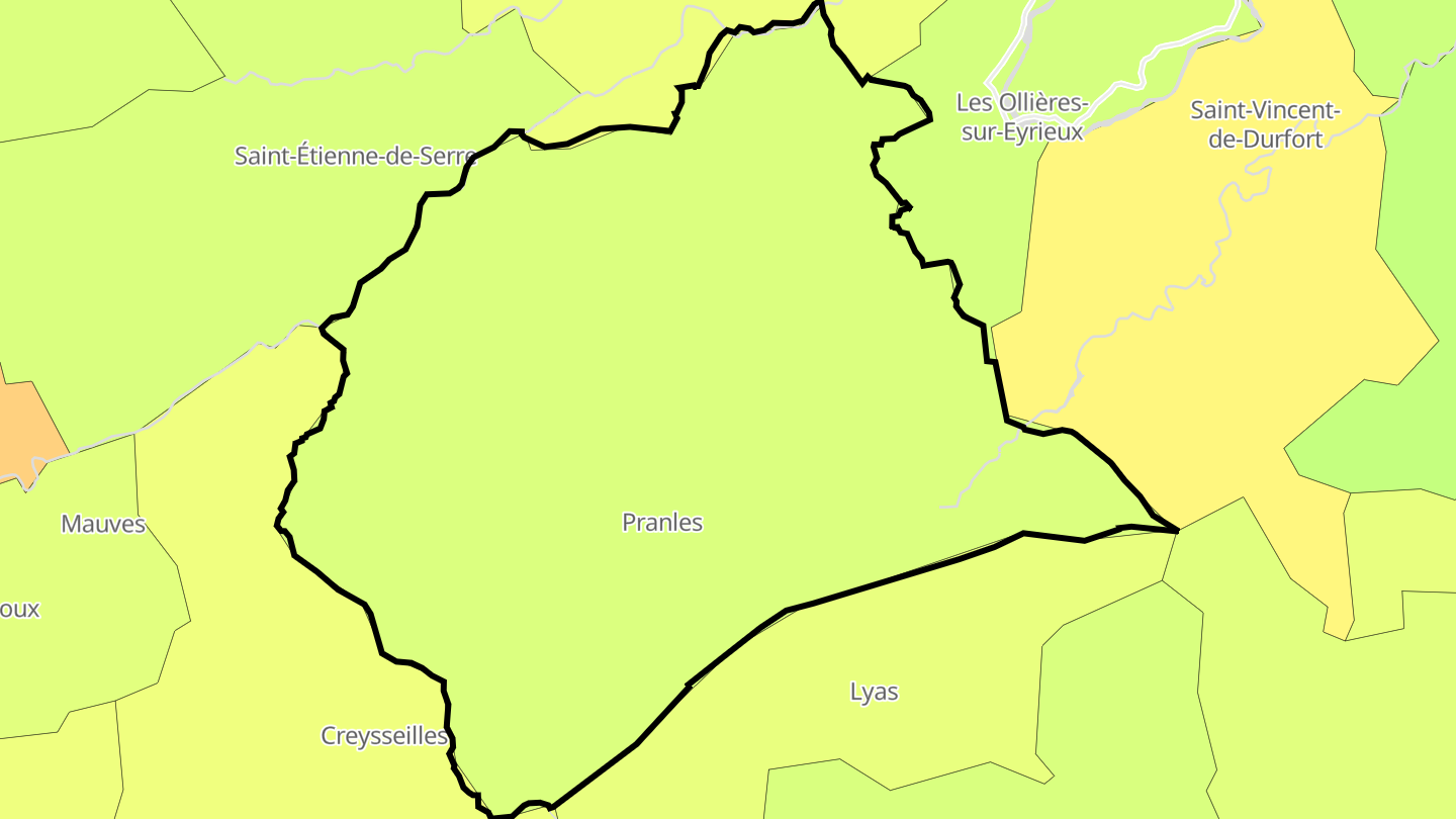 Carte des prix de l'immobilier Pranles