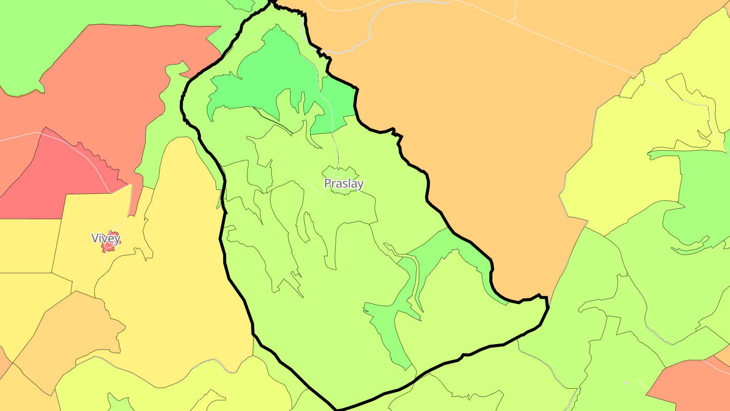 Carte des prix de l'immobilier Praslay