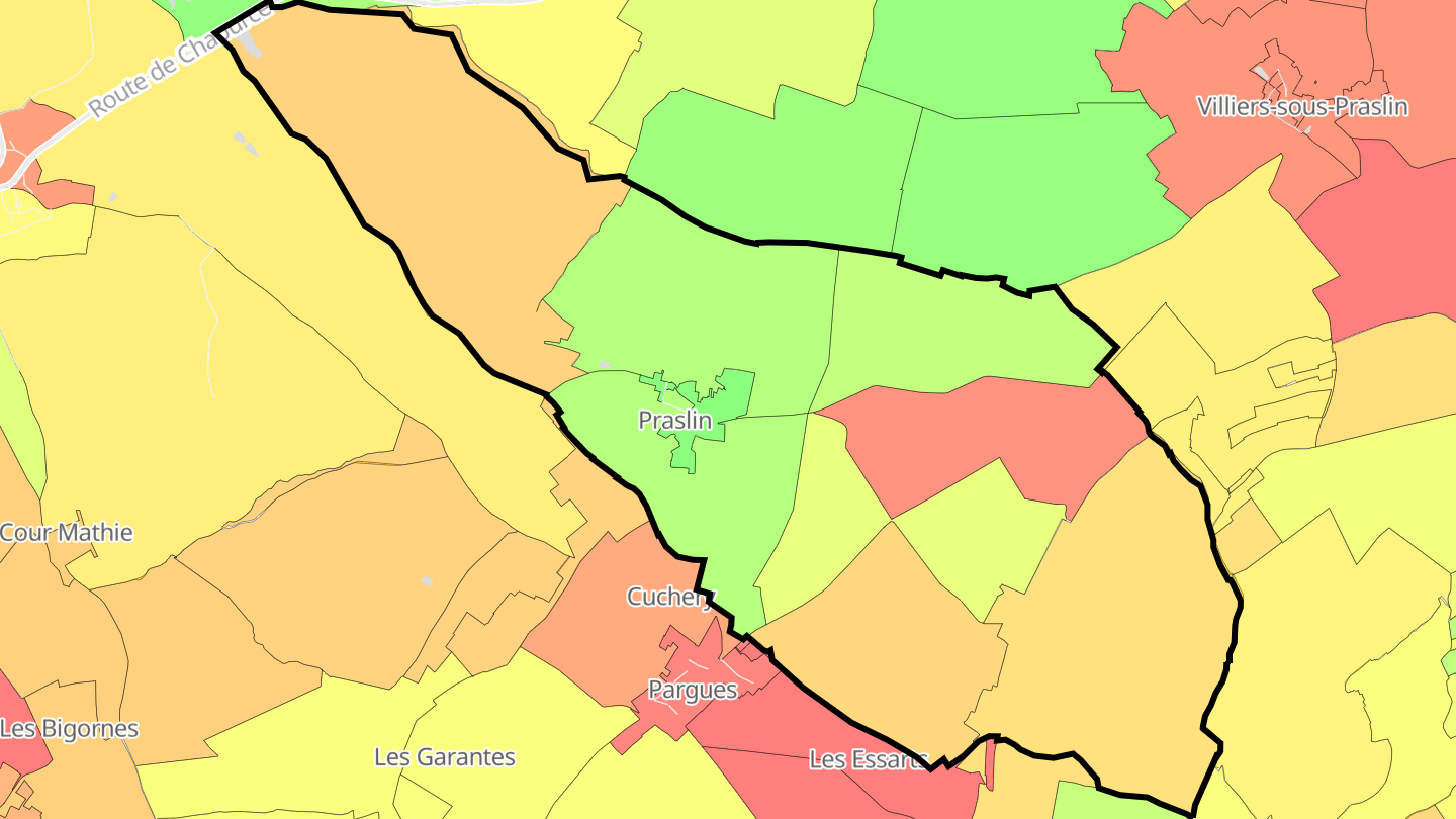 Carte des prix de l'immobilier Praslin