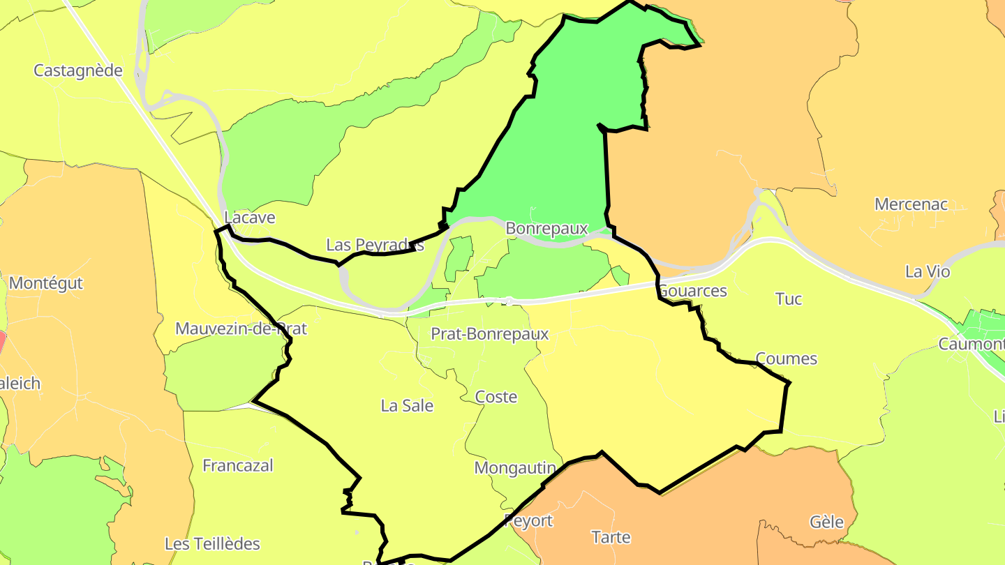 Carte des prix de l'immobilier Prat-Bonrepaux