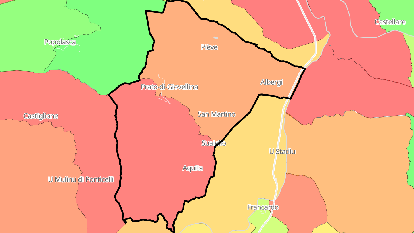 Carte des prix de l'immobilier Prato-di-Giovellina