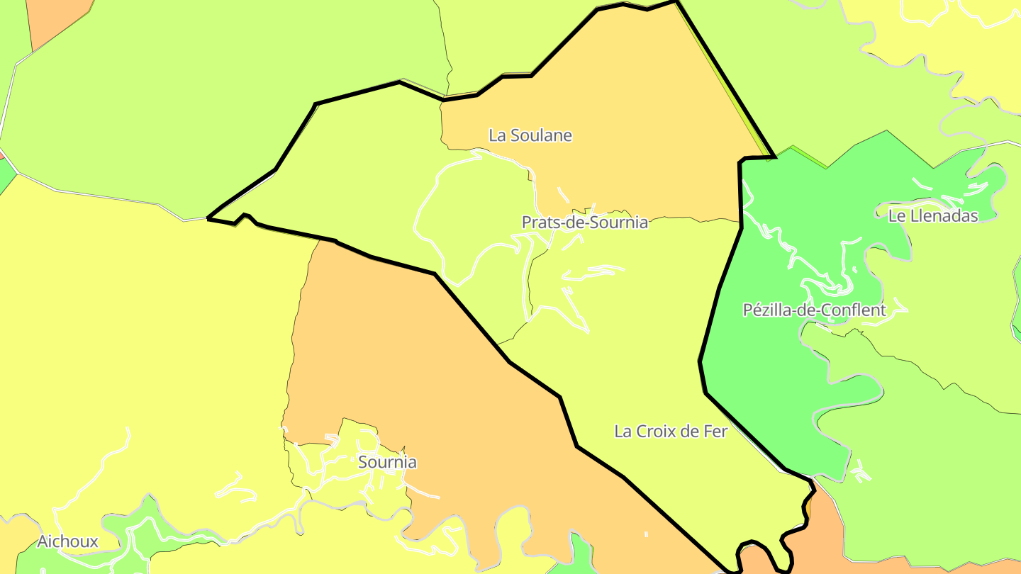 Carte des prix de l'immobilier Prats-de-Sournia