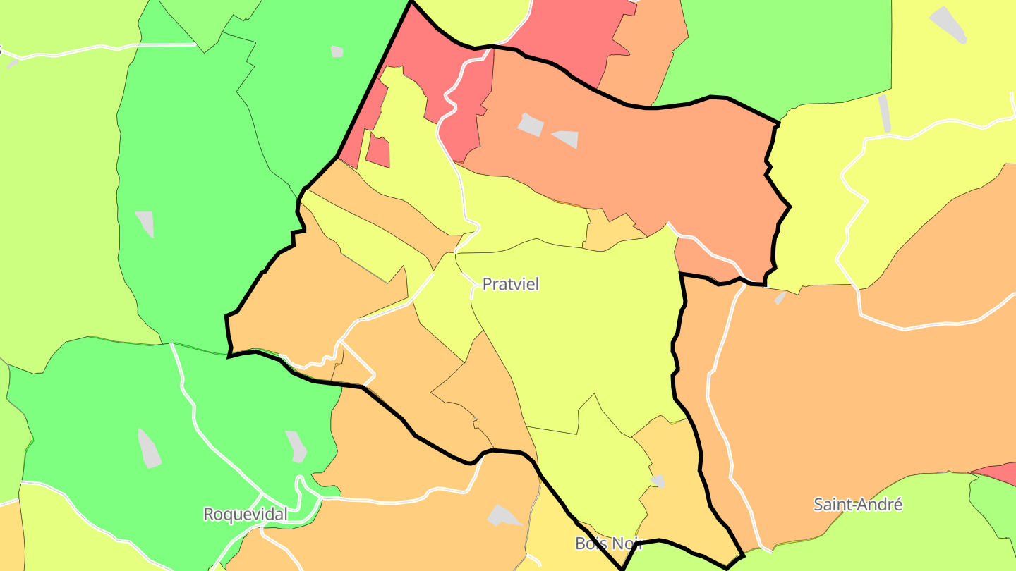 Carte des prix de l'immobilier Pratviel