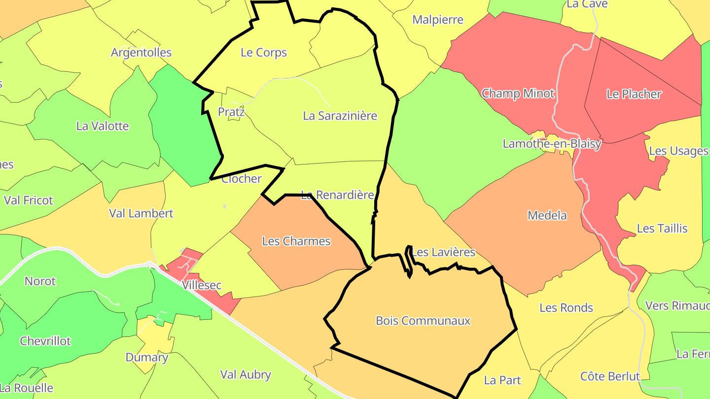 Carte des prix de l'immobilier Pratz