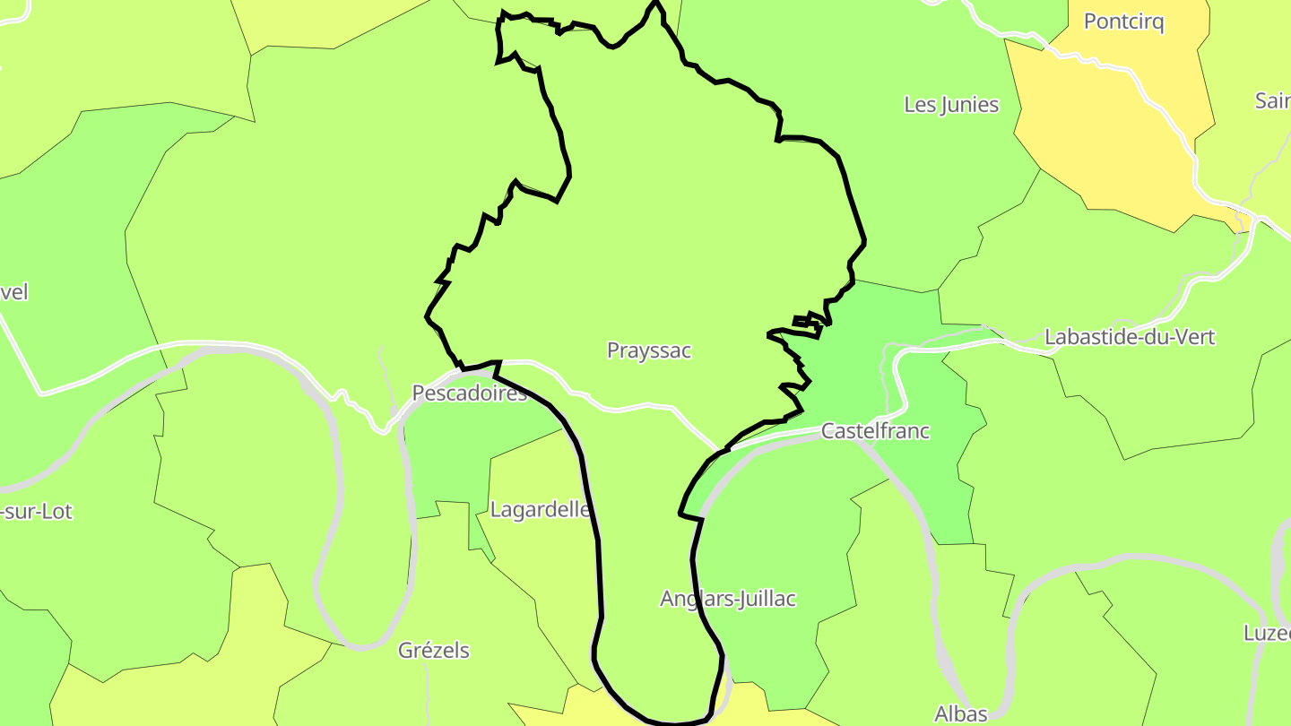 Carte des prix de l'immobilier Prayssac