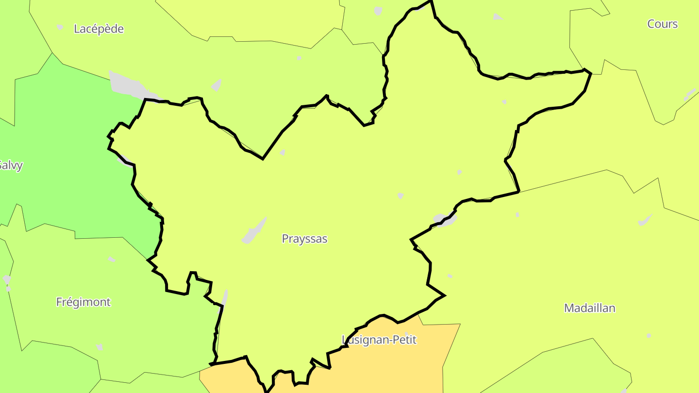 Carte des prix de l'immobilier Prayssas