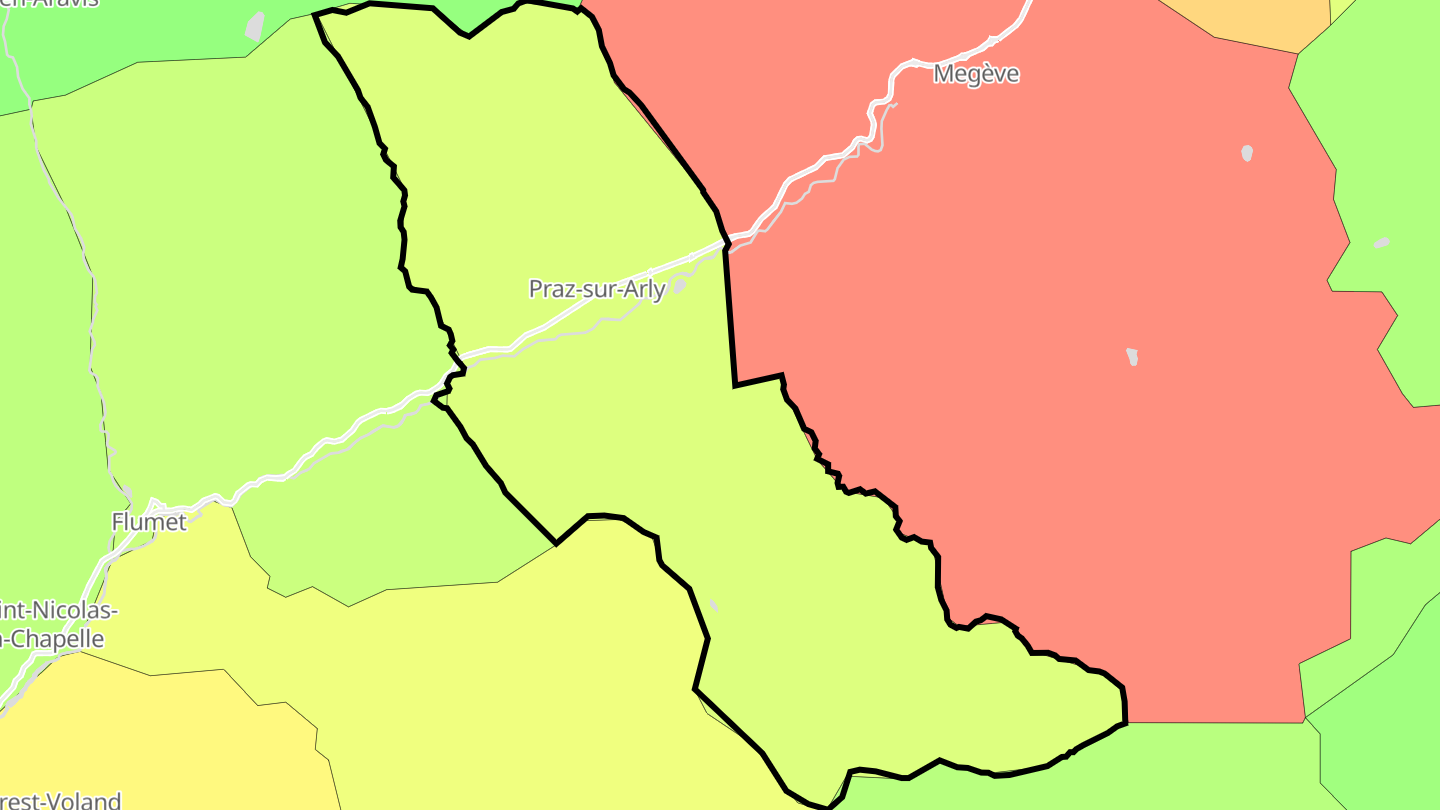 Carte des prix de l'immobilier Praz-sur-Arly