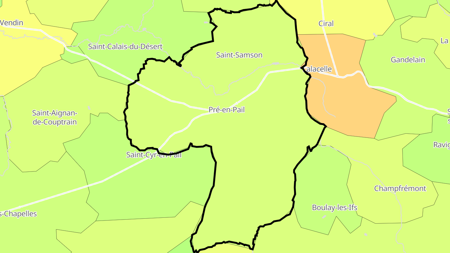 Carte des prix de l'immobilier Pré-en-Pail-Saint-Samson