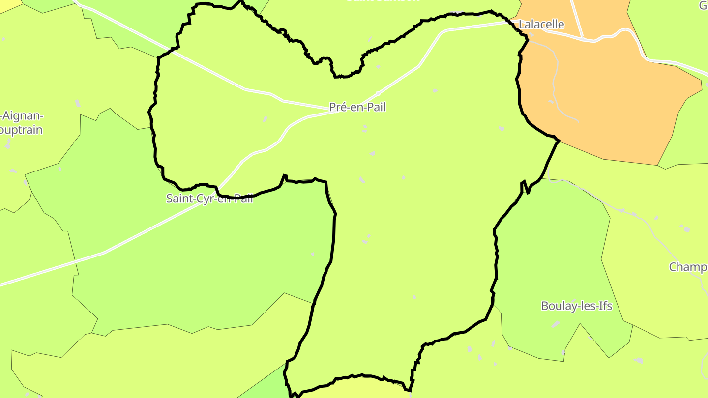Carte des prix de l'immobilier Pré-en-Pail