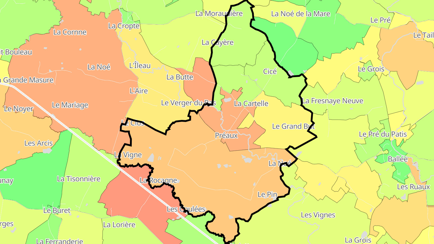 Carte des prix de l'immobilier Préaux