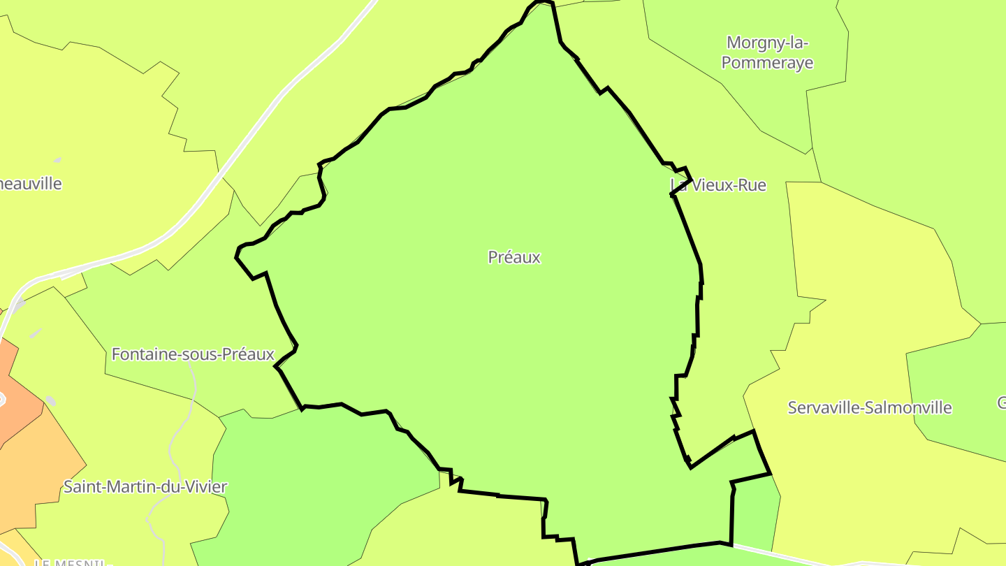 Carte des prix de l'immobilier Préaux