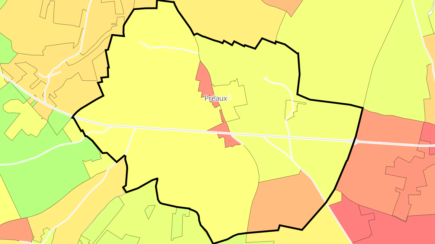 Carte des prix de l'immobilier Préaux