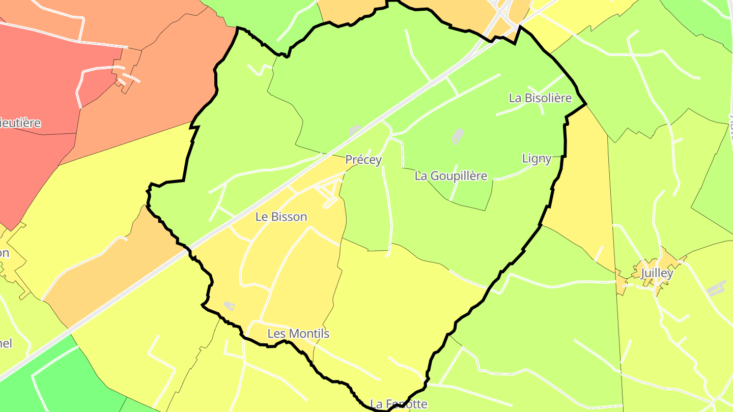 Carte des prix de l'immobilier Précey