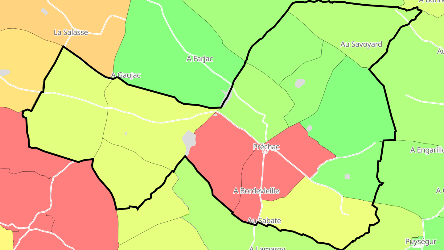 Carte des prix de l'immobilier Préchac