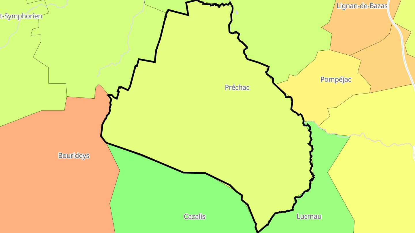 Carte des prix de l'immobilier Préchac